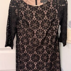 Jessica Howard Black Lace Dress with Nude Lining